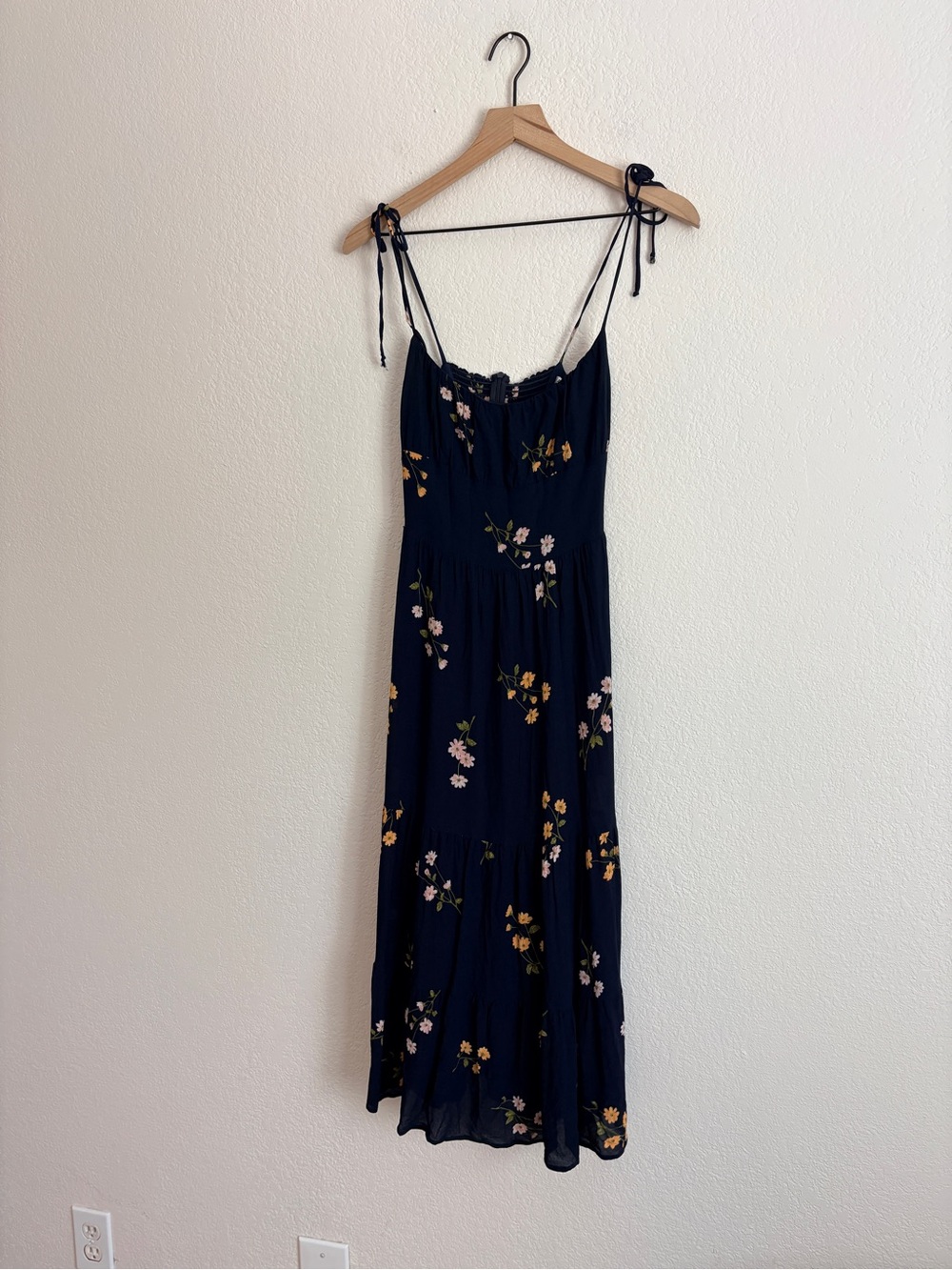 Reformation Kealy Navy Floral Tie-Shoulder Midi Dress - Picture 8 of 8